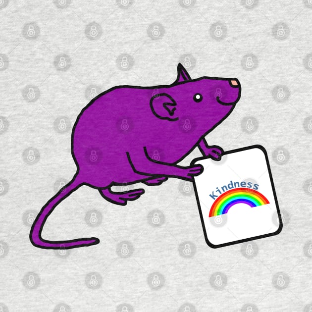 Purple Rat with Kindness Rainbow Sign Positivity by ellenhenryart